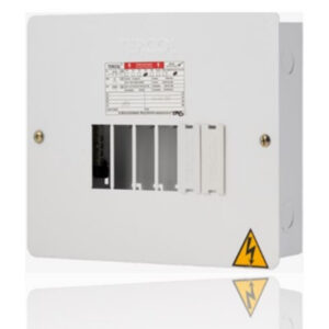 Tablero Electrico Monofasico 6 Circuitos 75A Tapa Lisa Metalica Blanca Barraje Bimetalico TERCOL TE6M-BM I2-251002