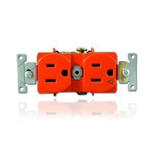 Toma Doble 15 AMP 125 V Polo a Tierra Naranja Tierra Aislada Sin Tapa 5262IG