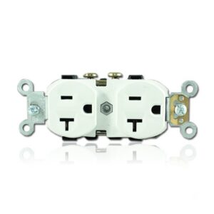 Toma Doble 20 AMP 125 V Polo a Tierra Blanca LEVITON